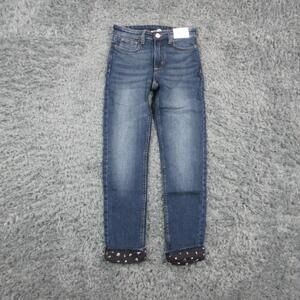 H&M Jeans Kids 8-9 Blue Skinny Stretch Denim Lined Adjustable Waist 23x22.5* NWT